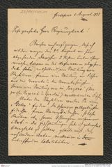 Nachlass Franz Steindachner, Brief von Scharfetter an Franz Steindachner (01.08.1888), Inv.Nr. 445.01, Seite 1